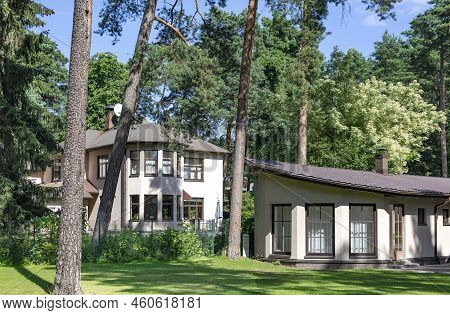 Modern Family Houses In The Mezaparks District, Quiet And Forest Area Of Riga, Capital Of Latvia