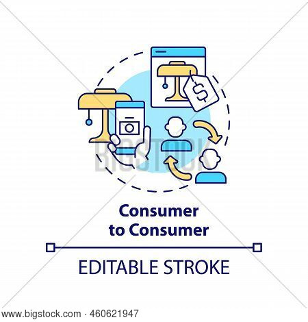 Consumer To Consumer Concept Icon. Sales Via Internet Marketplace. Business Model Abstract Idea Thin