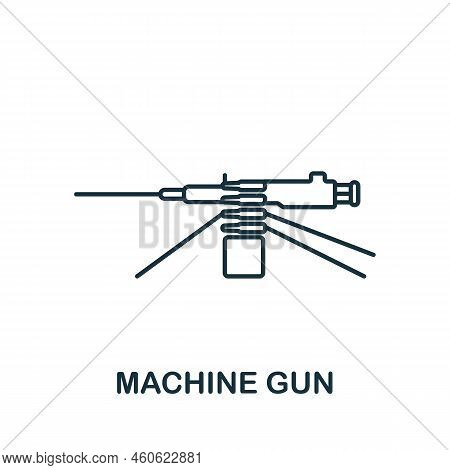 Machine Gun Icon. Line Simple Line Weapon Icon For Templates, Web Design And Infographics