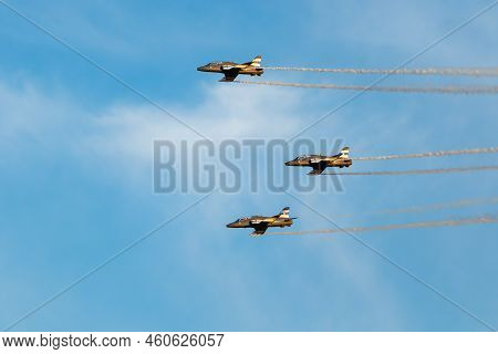 Helsinki, Finland - August 6 2021: Kaivari-21 Airshow, Finnish Air Force Display Team Midnight Hawks