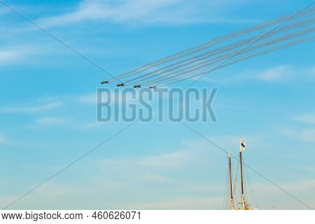 Helsinki, Finland - August 6 2021: Kaivari-21 Airshow, Finnish Air Force Display Team Midnight Hawks