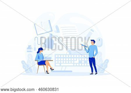 Professional Writer Or Journalist Concept Illustration. Idea Of Creative People And Profession. Auth