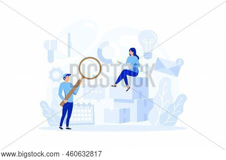 Marketer Concept. Advertising And Marketing Concept. Business Strategy And Communucation With A Cust