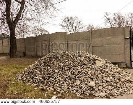 Pile Of Stones In A Garden Ready For Building