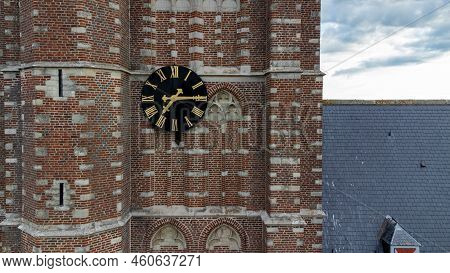 Sint-lenaarts, Brecht, Antwerp, Belgium, 6th Of June, 2022, Aerial View, Shot By A Drone Of Clock On