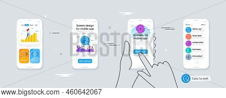 Set Of 5g Internet, Time And Organic Tested Line Icons. Phone Ui Interface. Include Augmented Realit