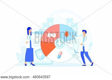 Nutritionist Doctor Or Dietitian With Stethoscope, Clipboard And Health Icons On Light Blue Backgrou