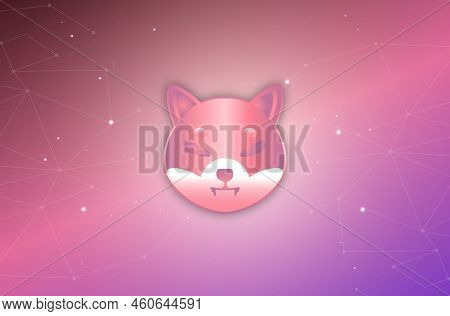 Shiba Virtual Currency Visuals On A Colorful Background. 3d Illustrations.