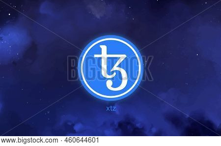 Tezos Virtual Currency Images. 3d Drawings. Coin Logo