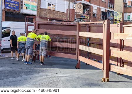 Running Of The Bulls. Bulls. Bull Runs. Encierro That Is Celebrated In The Town Of San Sebastian De 
