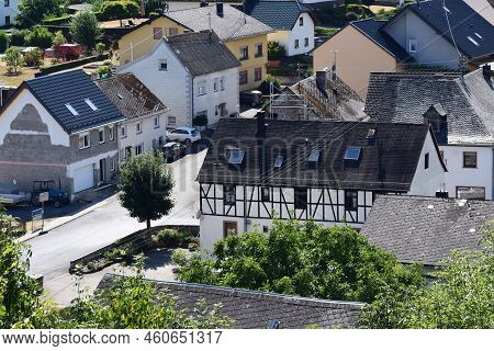 Ulmen, Germany - 08 09 2022: Old Town Street With Historic Houses Next To New Ones