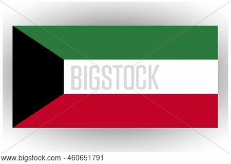 Kuwait Flag Vector, Patriotic National Symbol Kuwaiti Flag, Illustration Correct Color And Size