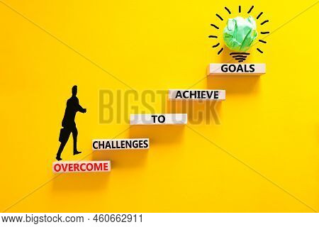 Overcome Challenges To Achieve Goals Symbol. Concept Words Overcome Challenges To Achieve Goals On W