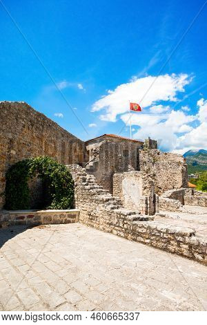 View To The Citadel Fortress In Old Town Of Budva And Beautiful Landscape Of The Budva Riviera, Mont