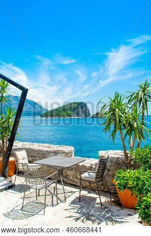 Beautiful Landscape Of The Adriatic Coast In The Budva Riviera And Sveti Nikola Island - View From R