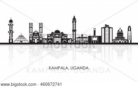 Silhouette Skyline Panorama Of City Of Kampala, Uganda - Vector Illustration