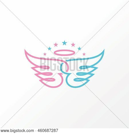 Simple And Unique Wings, Love, And Angel Crown On Line Out Image Graphic Icon Logo Design Abstract C