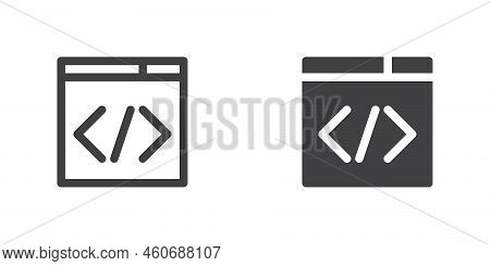 Web Coding Icon, Line And Glyph Version, Outline And Filled Vector Sign. Programming, Coding Linear 
