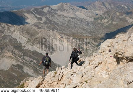 Gran Sasso, Italy - August 6, 2022: View From The High Peak Of Corno Grande In The Gran Sasso D'ital