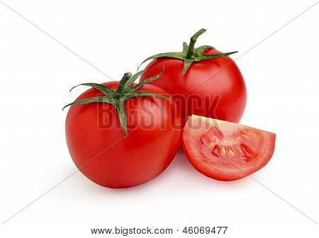 Kaksi kypsä, punainen Tomates siivu.