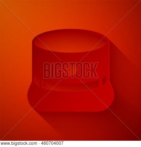 Paper Cut Kepi Icon Isolated On Red Background. Cap Army Uniform Headgear. Historic General Hat. Pap