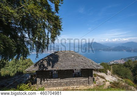 View Of Lake Maggiore From The Giardino Botanico Alpinia Near Stresa. Stresa Is A Town In Piedmont I