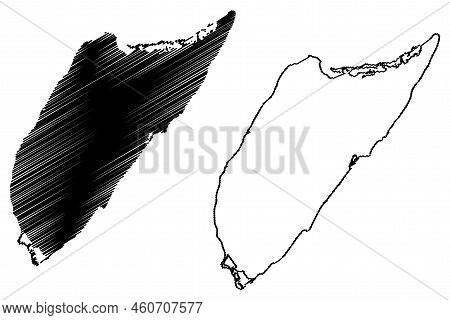 Cozumel Island (united Mexican States, Mexico, Cenrtal America, Caribbean Islands) Map Vector Illust