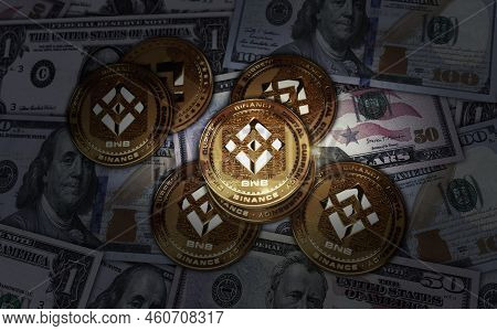 Binance Bnb Stablecoin Cryptocurrency Golden Coin 3D Illustration
