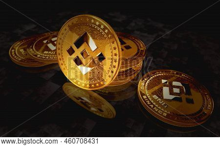Binance Bnb Stablecoin Cryptocurrency Golden Coin 3D Illustration