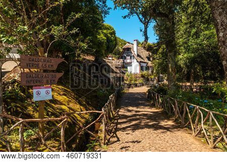 White Houses At The Beginning Of Levada Do Caldeirao Verde, Queimadas, Madeira. Portugal