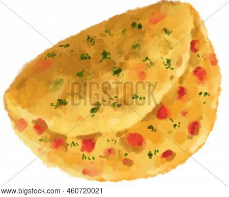 Egg Omlette Breakfast Fried Egg With Carrot Spinash Mushroom Topping Watercolor Hand Painting Illust
