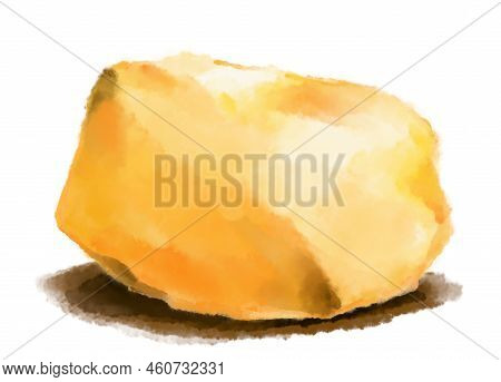 Watercolor Food Painting Melt Yellow Butter Illustration