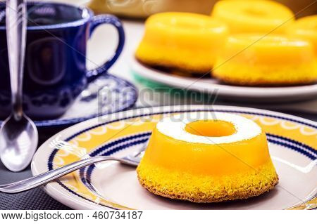 Quindim Or Brisa Do Lis, Typical Sweet From Brazil And Portugal, Made With Egg Yolks, Almonds Or Gra