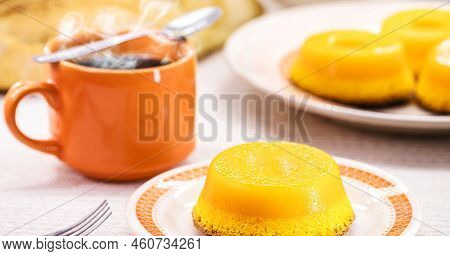 Brazilian Quindim Is A Sweet Made From Egg Yolk, Sugar And Grated Coconut. Corresponds To The Portug