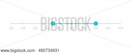 Price Range Scrollbar In Web Form, Online Application. Filter Slider On Website, Flat User Interface