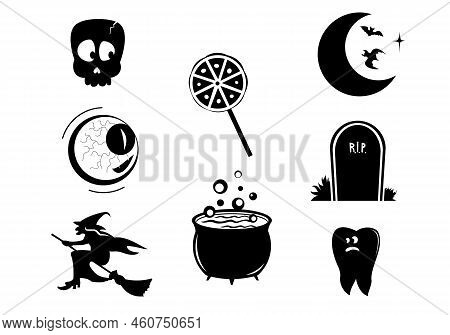 Halloween Skool Eye Witch Candy Moon Grave Tooth Pot