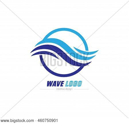 Wave. Vector Template With A Wave In A Circle For A Logo, Sticker, Logo Or Brand. Illustration For W