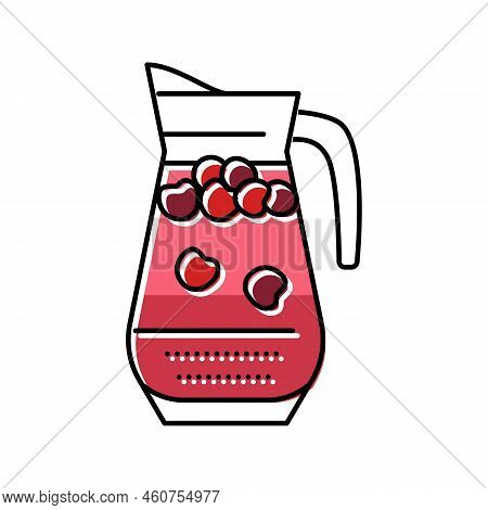 Cherry Compote Color Icon Vector. Cherry Compote Sign. Isolated Symbol Illustration