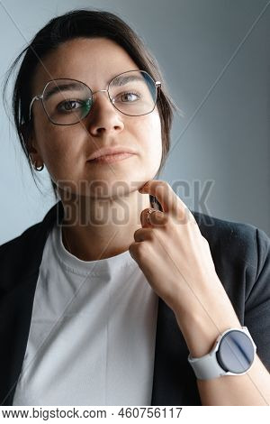 Portrait Of A Young Mixed-race Girl - Looking Thoughtfully At The Camera. Not Smiling. A New Generat
