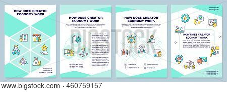 How Does Creator Economy Work Brochure Template. Leaflet Design With Linear Icons. Editable 4 Vector