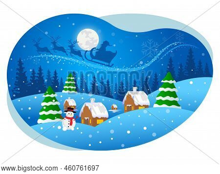 Christmas Winter Snow Eve Scene Beautiful Illustration.
