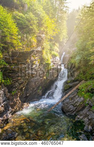 Riesach Waterfall In Untertal Valley, Rohrmoos-untertal In Schladminger Alps, Austria