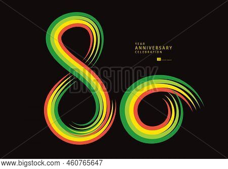 80 Years Anniversary Celebration Logotype Colorful Line Vector, 80th Birthday Logo, 80 Number Design