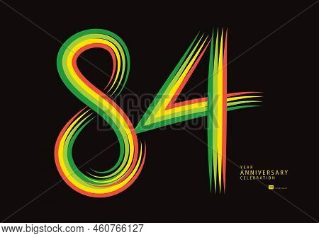 84 Years Anniversary Celebration Logotype Colorful Line Vector, 84th Birthday Logo, 84 Number Design