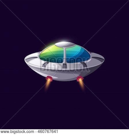 Cartoon Spacecraft Alien Craft Isolated Ufo Saucer Ship Game Animation Design Icon. Vector Alien Spa
