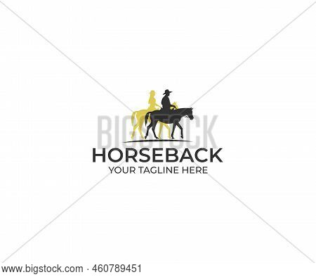 Horsemen Horseback Logo Design. Horses And People Vector Design. Animal Illustration