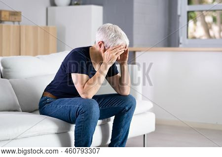 Worried Woman With Mental Stress. Sad Bored Elder Person