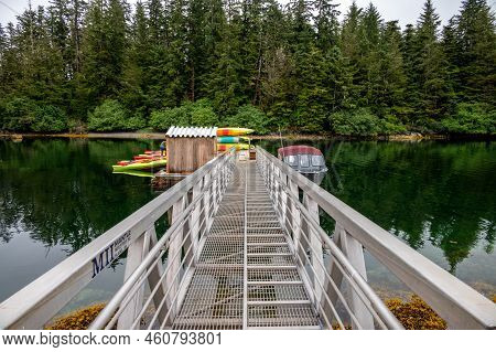 Sitka, Alaska - July 26, 2022 - View Of Adventure Sitka's Kayak Base On The Siginaka Islands.