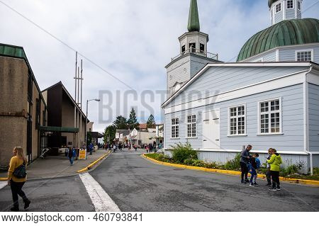 Sitka, Alaska - July 26, 2022 - View Of Sitka's Historic St. Michael's Orthodox Church Which Dates F