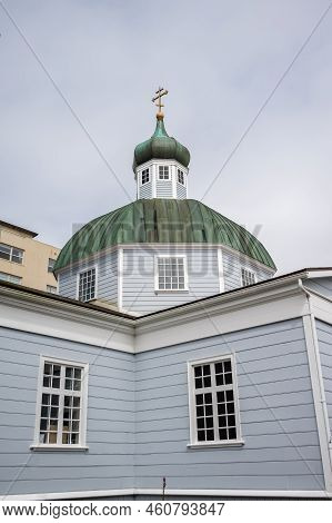 Sitka, Alaska - July 26, 2022 - View Of Sitka's Historic St. Michael's Orthodox Church Which Dates F
